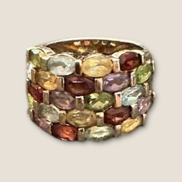 Vintage Jewelry - Gold over Sterling Muli Gemstone Ring